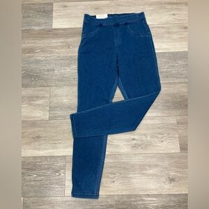 Hue Denim Leggings Jeggings Blue Slide Up Medium Size 8-10 NWT